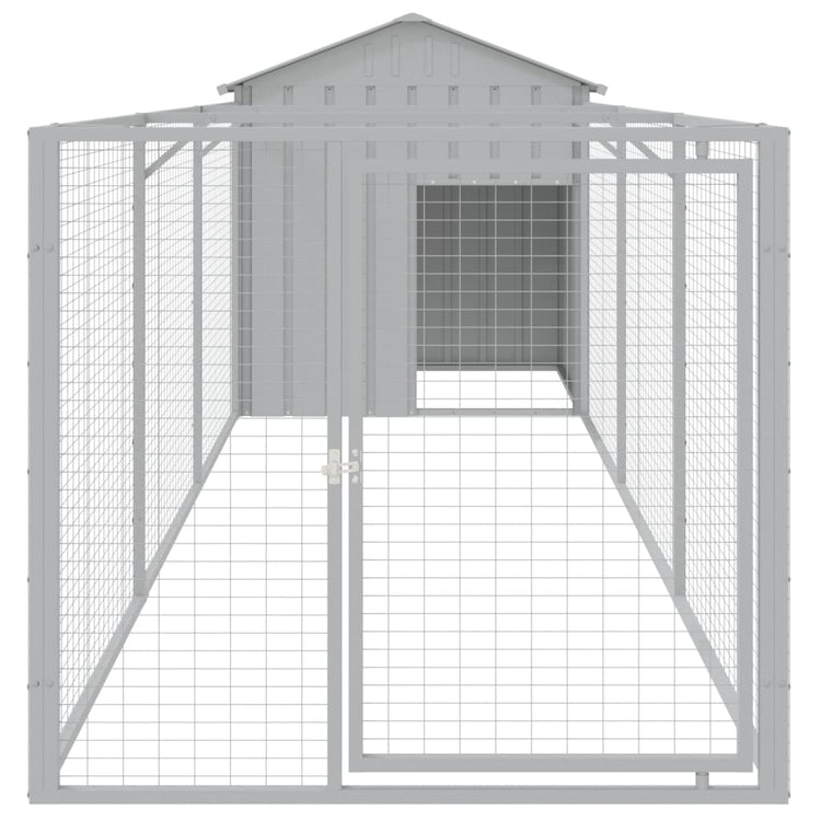 Vidaxl Hundedach mit Dach 117x405x123 cm Stahl hellgrau