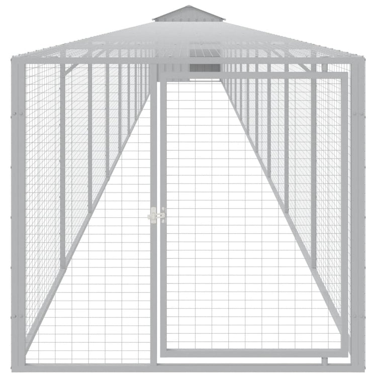 VIDAXL -Hühnchen -Stall mit Lauf 117x1221x123 cm Stahl hellgrau