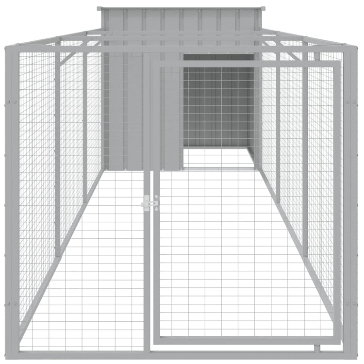 Vidaxl Hund Loft mit Lauf 110x405x110 cm Stahl hellgrau
