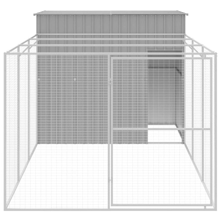 Vidaxl Hundedach mit Lauf 214x457x181 cm Stahl hellgrau