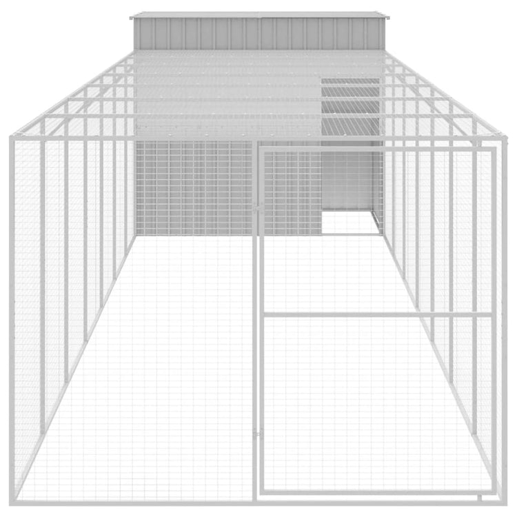 Vidaxl Hund Loft mit Lauf 214x865x181 cm Stahl hellgrau