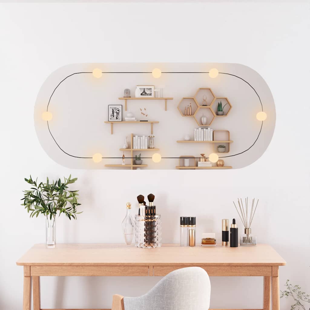 Vidaxl -Wandspiegel mit LEDs oval 45x100 cm Glas