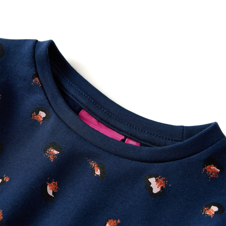 Vidaxl Kinderkleid mit langen Ärmeln 104 Marineblau