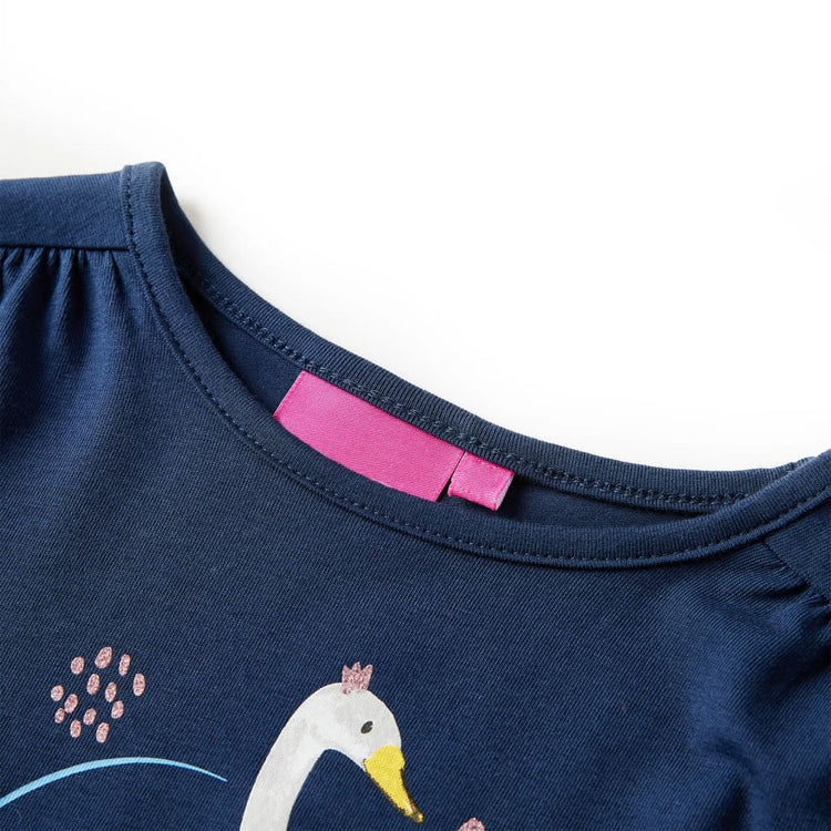 Vidaxl Kinderhemd mit langen Ärmeln 128 Marineblau
