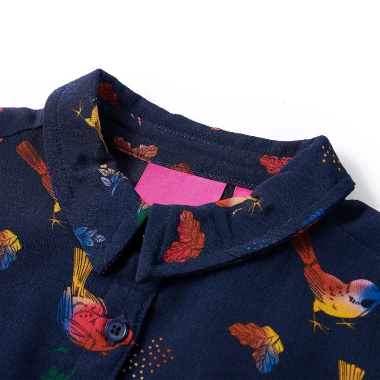 Vidaxl Kinderkleid mit langen Ärmeln 116 Marineblau