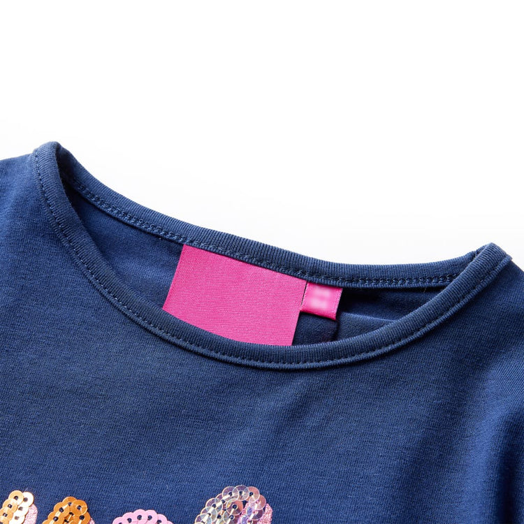 Vidaxl Kinderhemd mit langen Ärmeln 116 Marineblau
