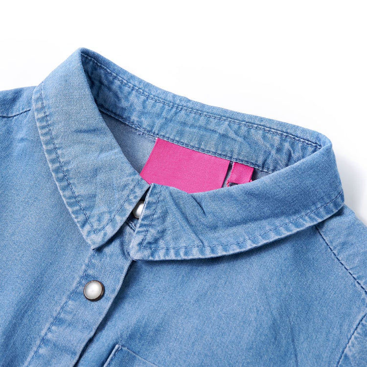 Vidaxl Kinderkleid mit langen Ärmeln 140 Marineblau und Denimblau
