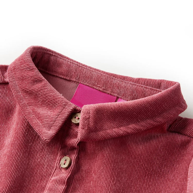 Vidaxl -Kinderkleid mit langen Ärmeln Rippen Samt 92 Old Pink