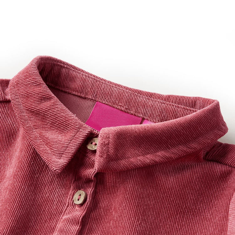 Vidaxl -Kinderkleid mit langen Ärmeln Rippen Samt 104 Old Pink
