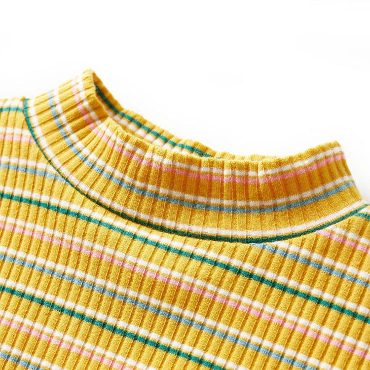 Vidaxl -Kinderhemd mit langen Ärmeln 116 Striped Ocker -Colored