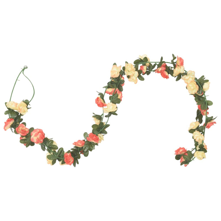 Vidaxl Weihnachtsgirlanden mit Blumen 6 St 240 cm Rosé und Champagnerfarbe