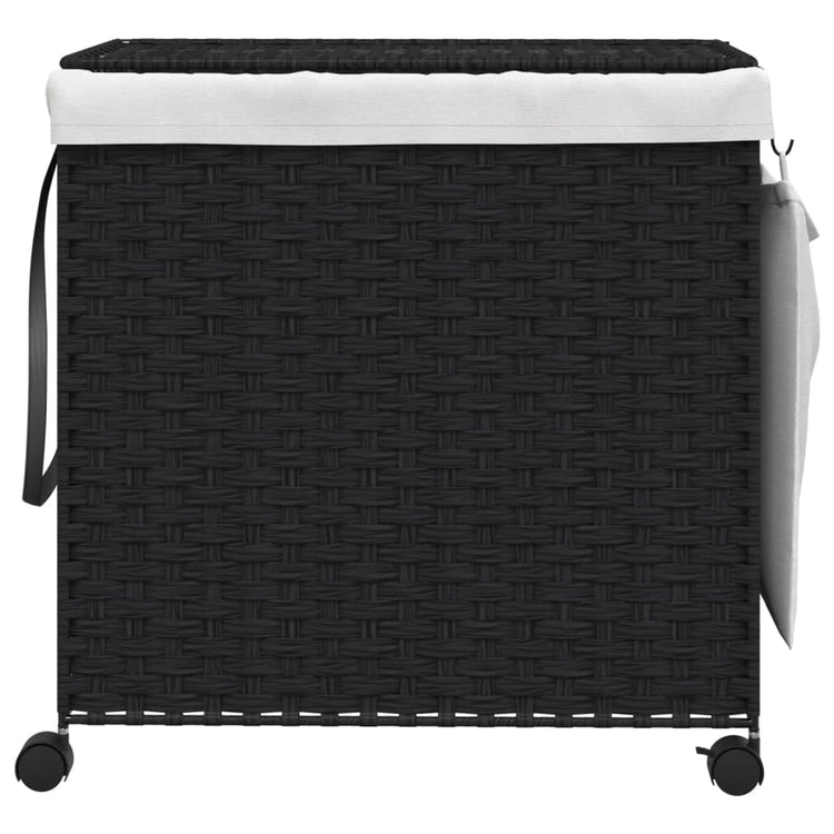 Vidaxl Waschkorb auf Rädern 60x35x60,5 cm Rattan Schwarz