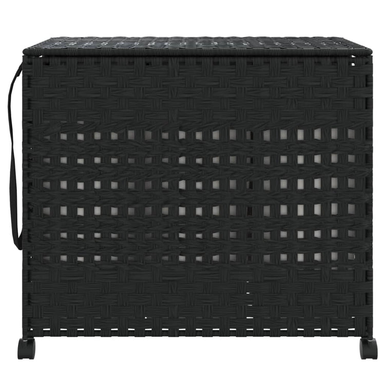 Vidaxl Waschkorb auf Rädern 66x35x60 cm Rattan Schwarz