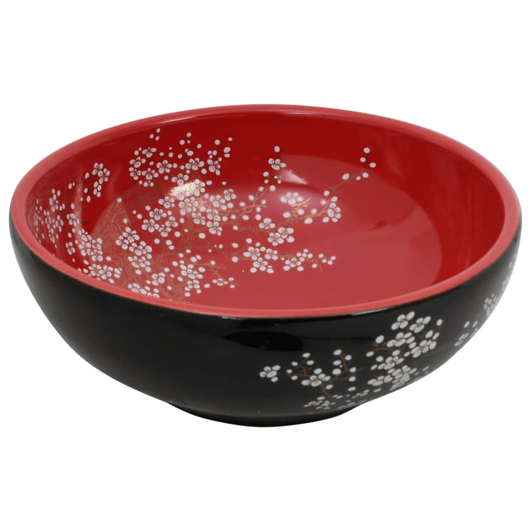 Vidaxx Aufputzspüle rund φ41x14 cm Keramik schwarz und rot