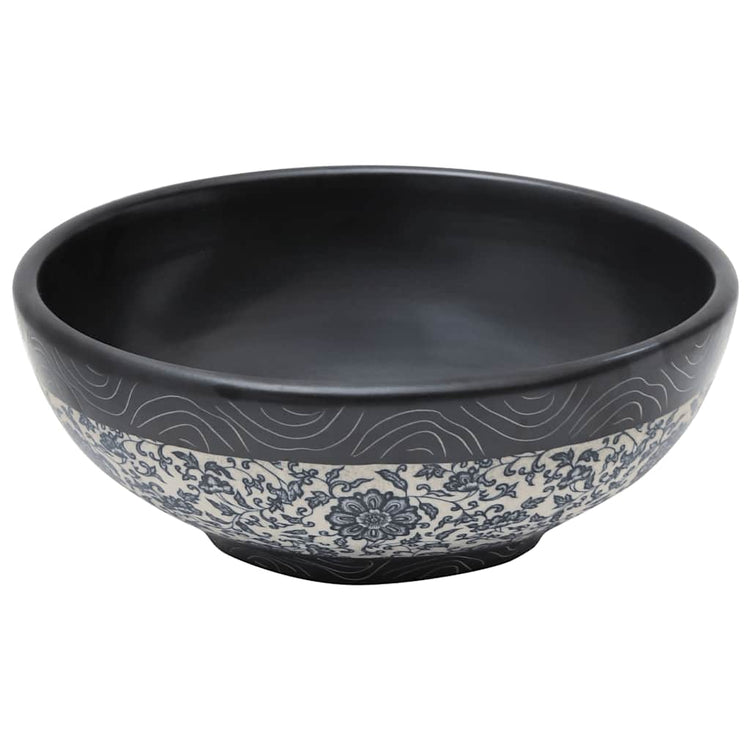 Vidaxx Aufputzspüle rund φ41x14 cm Keramik schwarz und blau