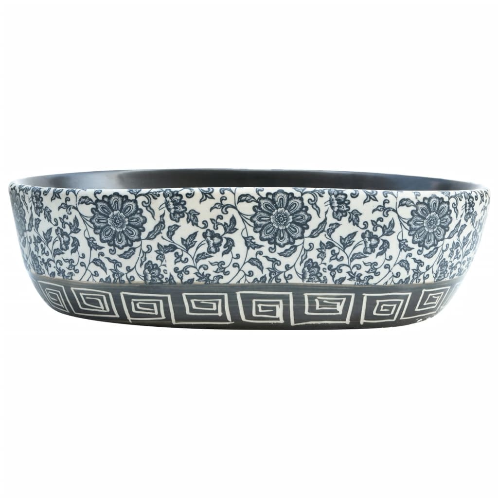 Vidaxl Stracture Waker ovaal 47x33x13 cm Keramikschwarz und Blau