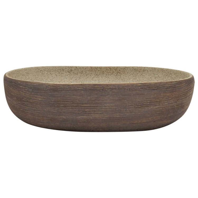 VIDAXL STRACTION WASH BAN OVAAL 59X40X14 CM Keramik Sand -geläutet und braun