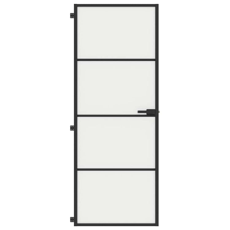Vidaxl Innenür schmal 76x201,5 cm gehärtetes Glas und Aluminiumschwarz