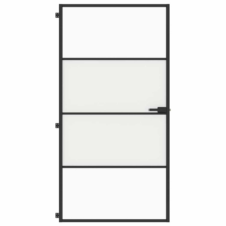 Vidaxl Innenür schmal 102,5 x 20,5 cm gehärtetes Glas und Aluminiumschwarz