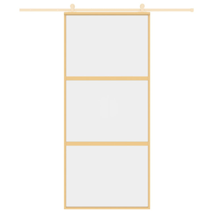 Vidaxl Schiebetür 90x205 cm klares ESG -Glas und Aluminium Gold gefärbt