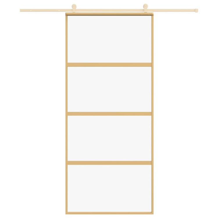 Vidaxl Schiebetür 90x205 cm klares ESG -Glas und Aluminium Gold gefärbt