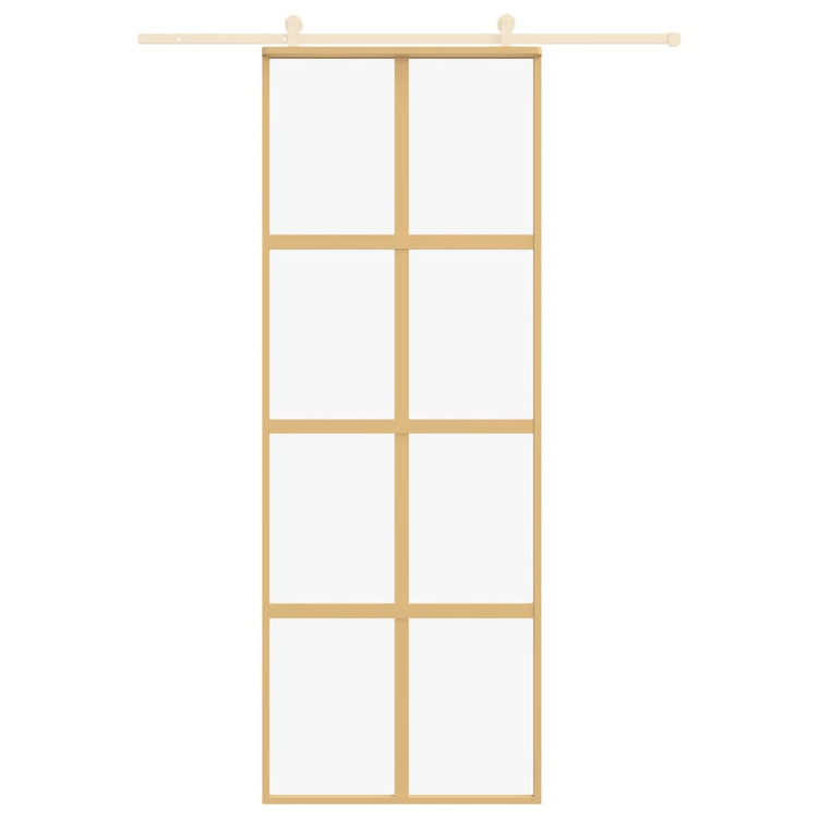VIDAXL -Schiebetür 76x205 cm klares ESG -Glas und Aluminium Gold gefärbt