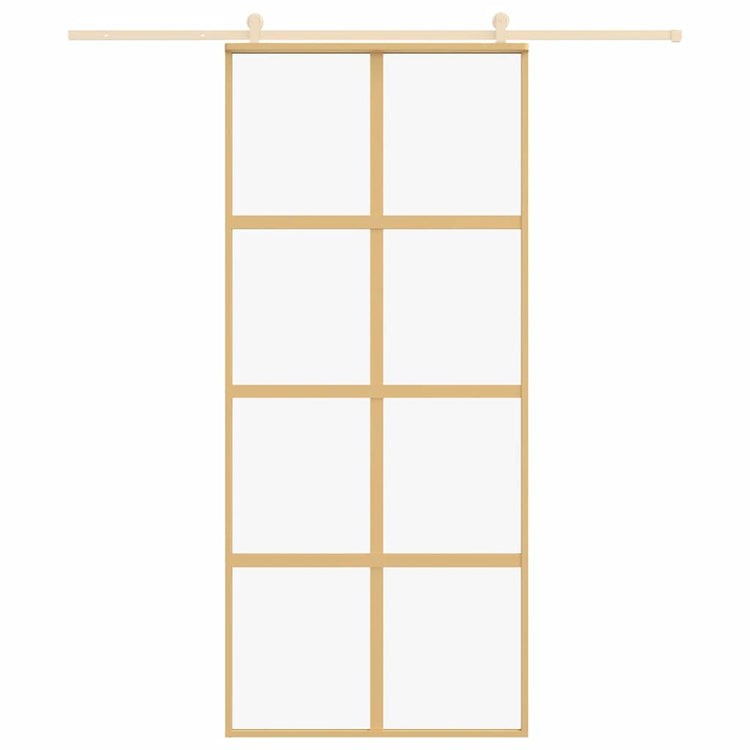 Vidaxl Schiebetür 90x205 cm klares ESG -Glas und Aluminium Gold gefärbt
