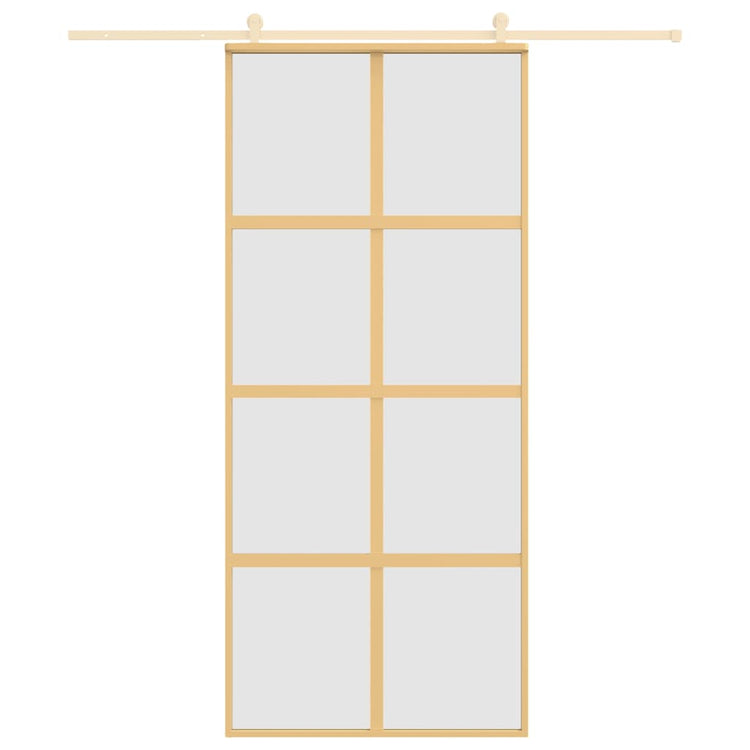 Vidaxl Schiebetür 90x205 cm mattes ESG -Glas und Aluminium Gold gefärbt