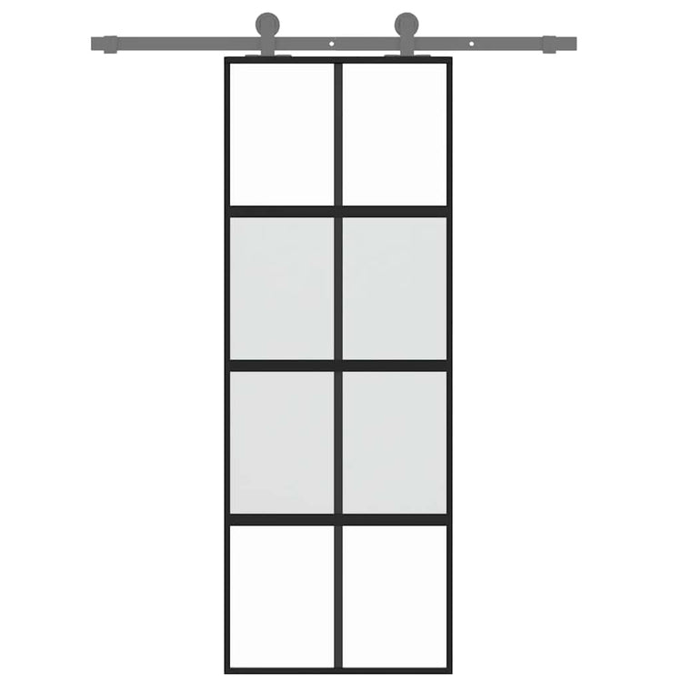 Vidaxl Schiebetür 76x205 cm gehärtetes Glas und Aluminiumschwarz