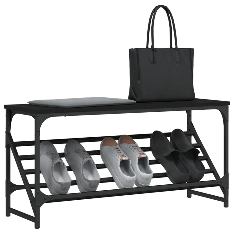 VIDAXL -Schuhregal 90x30x45 cm verarbeitetes Holz schwarz