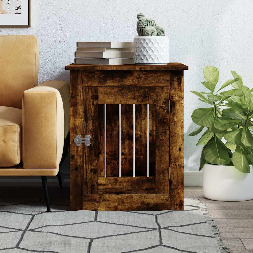 VIDAXL HONDENBENCH 55X75X65 CM PRACTED HOLKEL Räucherte Eiche gefärbt