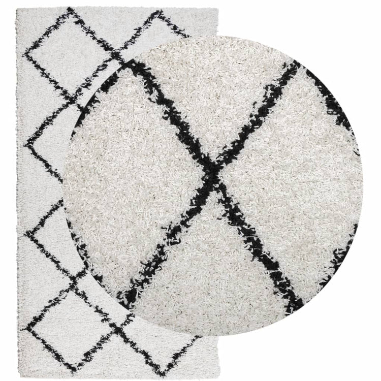 Vidaxl Teppich Shaggy High Stape Moderne 60x110 cm Creme und Schwarz
