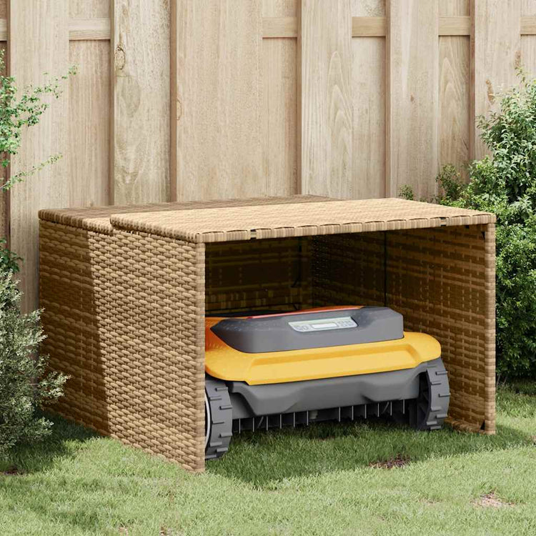Vidaxx Garage für Rasenmäherroboter 86x90x52 57 cm Poly Rattan Beige