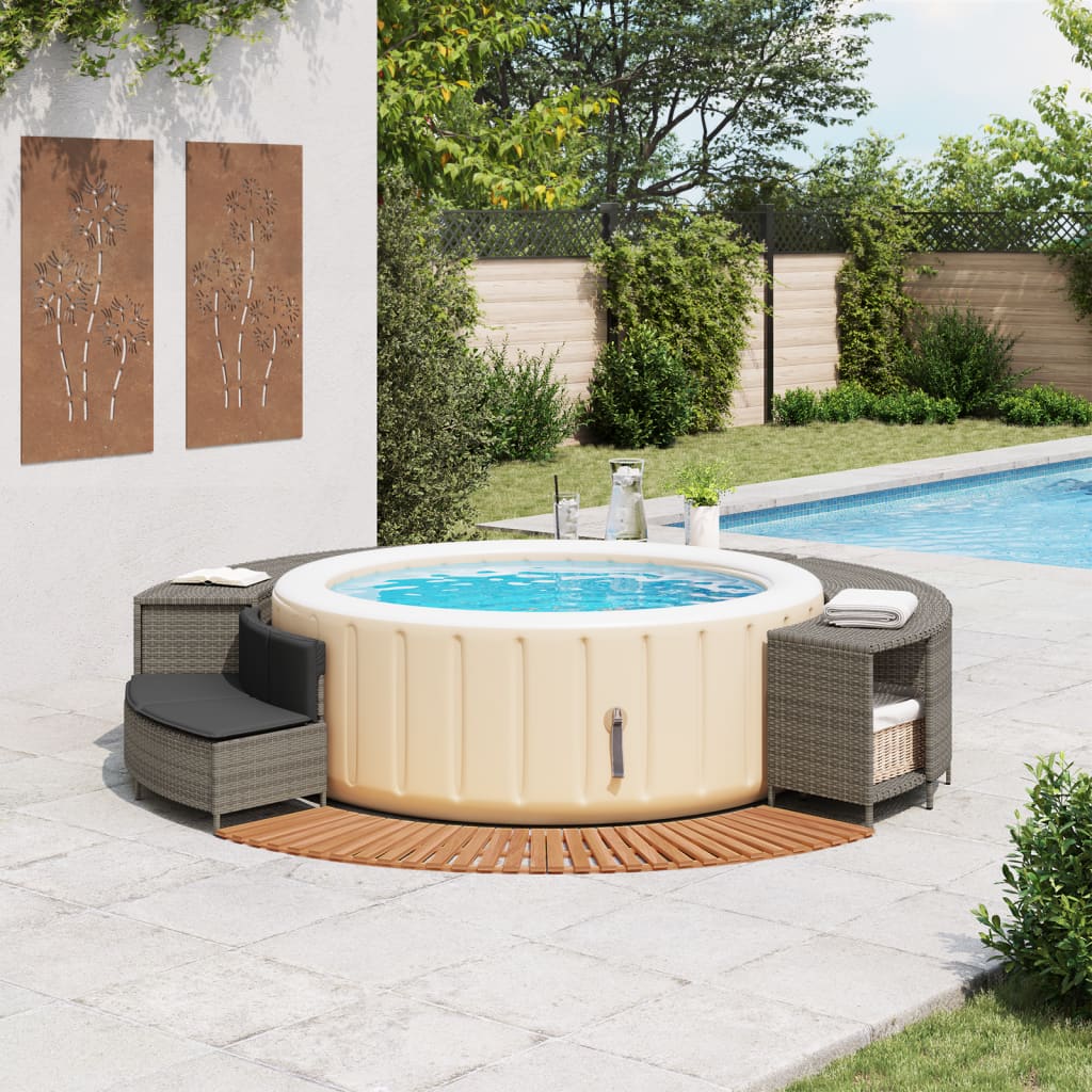 Vidaxl hottub-bouw Poly Rattan festes Akaziahout grau