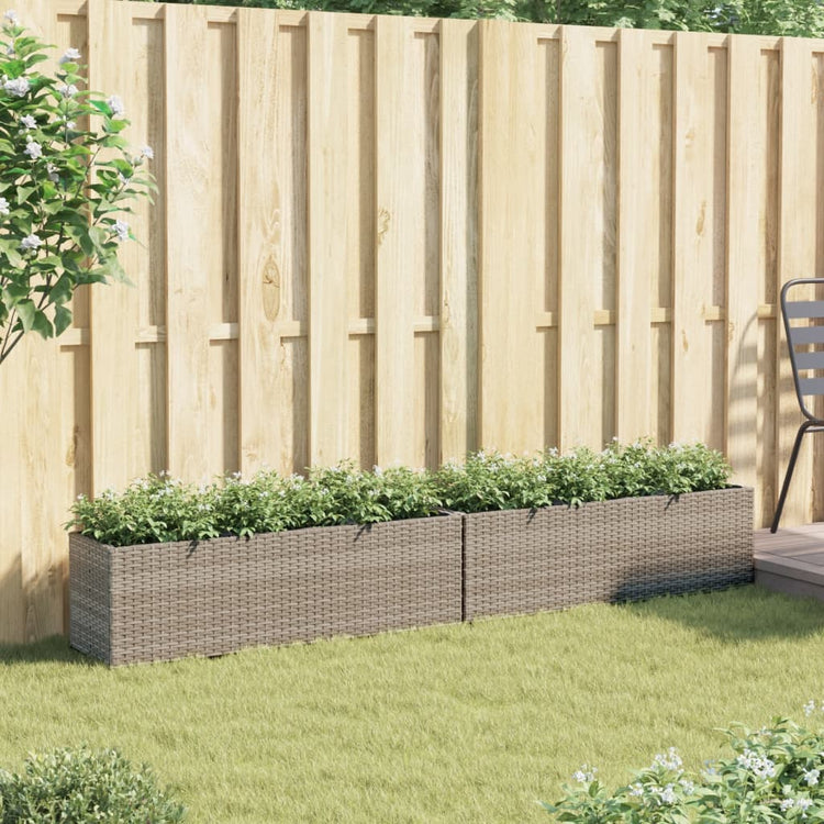 Vidaxx Pflanzgefäße mit 3 Töpfen 2 Stück 105x30x32 cm Polyrattan grau