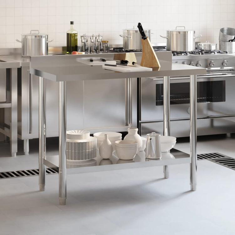 VIDAXL -Küchentisch mit Begrüßungsbildschirm 110 x 55 x 93 cm Edelstahl