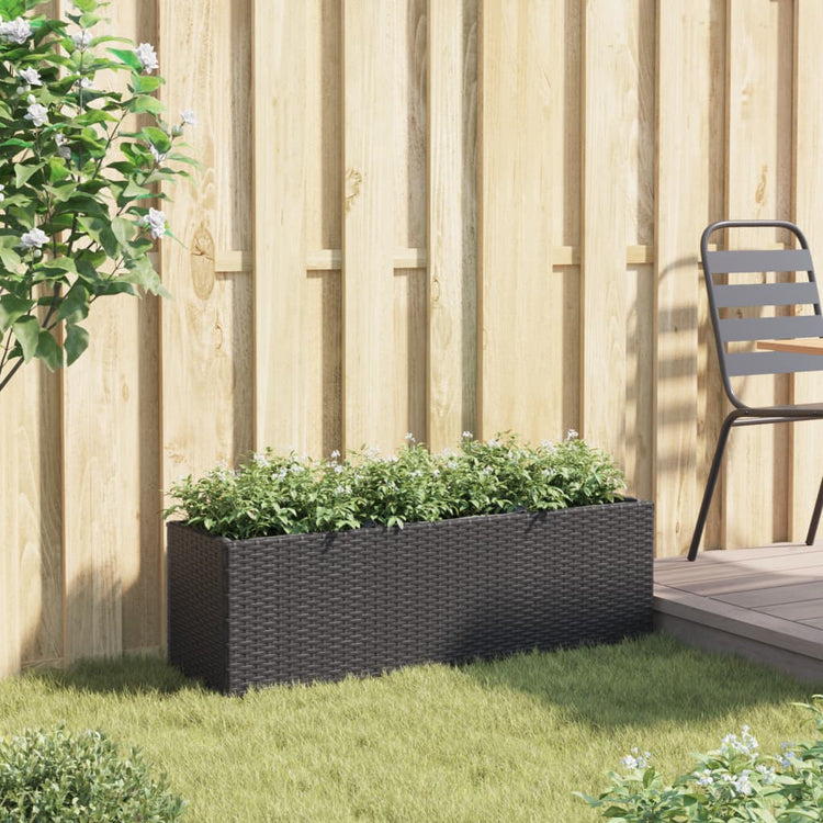 Vidaxx Pflanzgefäß mit 3 Töpfen 105x30x32 cm Polyrattan schwarz