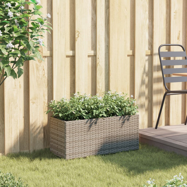 Vidaxx Pflanzgefäß mit 2 Töpfen 72x30x32 cm Polyrattan grau