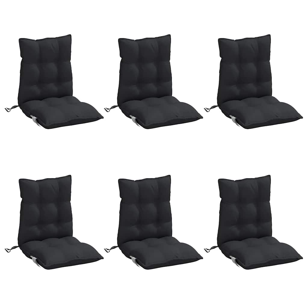 Vidaxl Stuhlkissen 6 Stcs Low Back Oxford Stoff schwarz