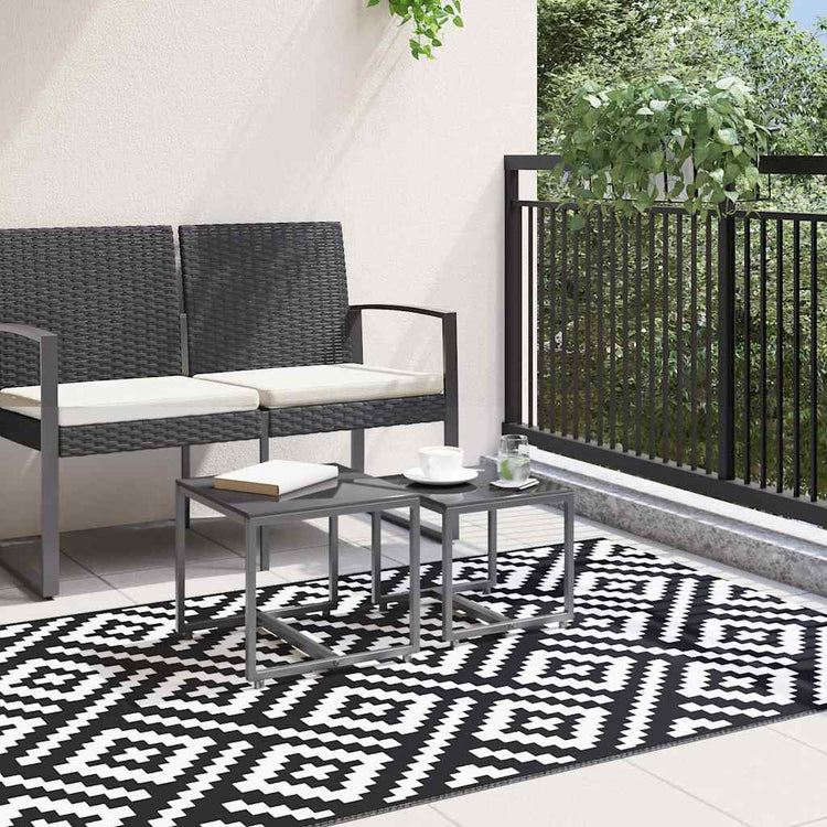 Vidaxx Outdoor-Teppich Arakil 120x180 cm PP weiß und schwarz