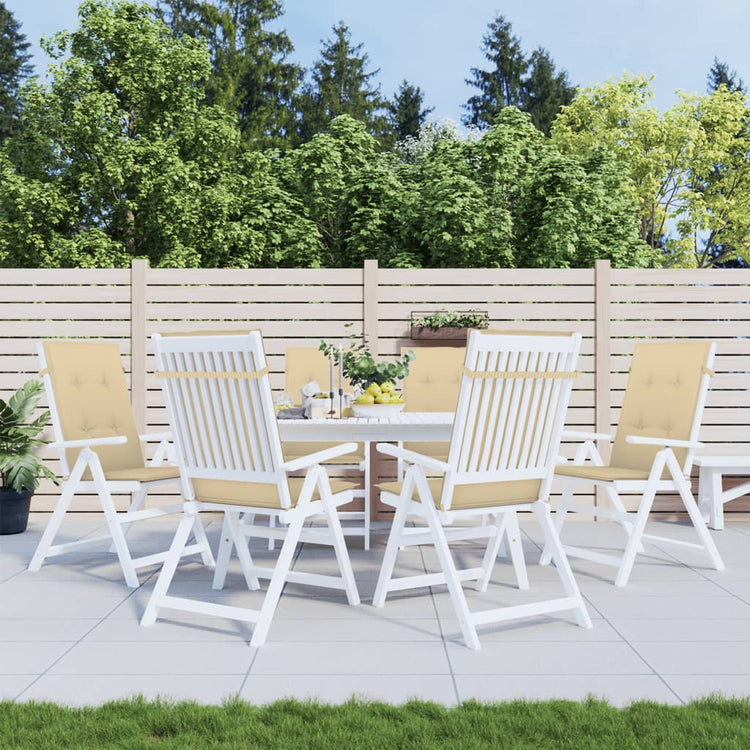 VIDAXL -Stuhlkissen 6 ST High Rücken 120 x 50 x 4 cm Stoff gemischt Beige