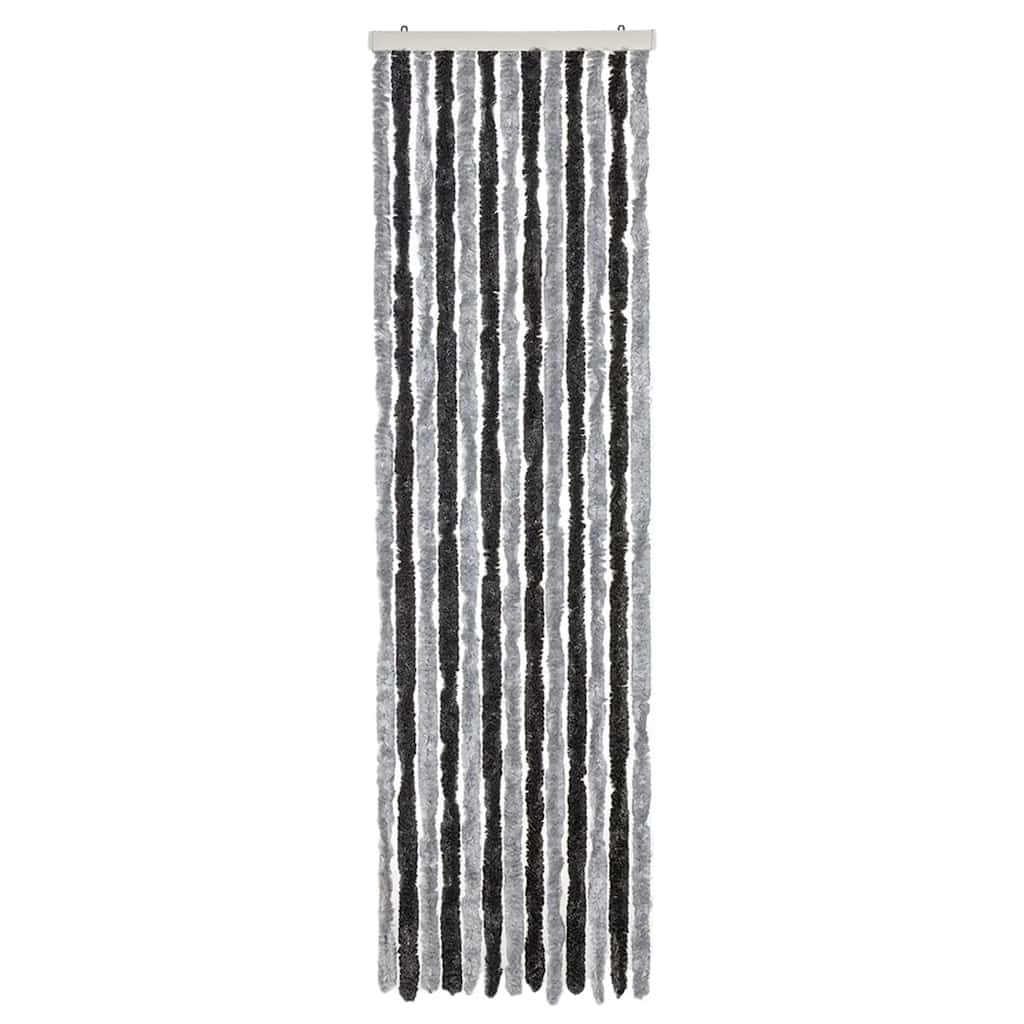 Vidaxl Fly Vorhang 56x200 cm Chenille grau und schwarz