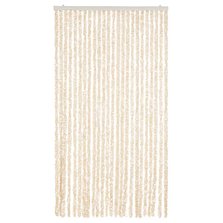 Vidaxl Fly Vorhang 100x200 cm Chenille Beige und Weiß