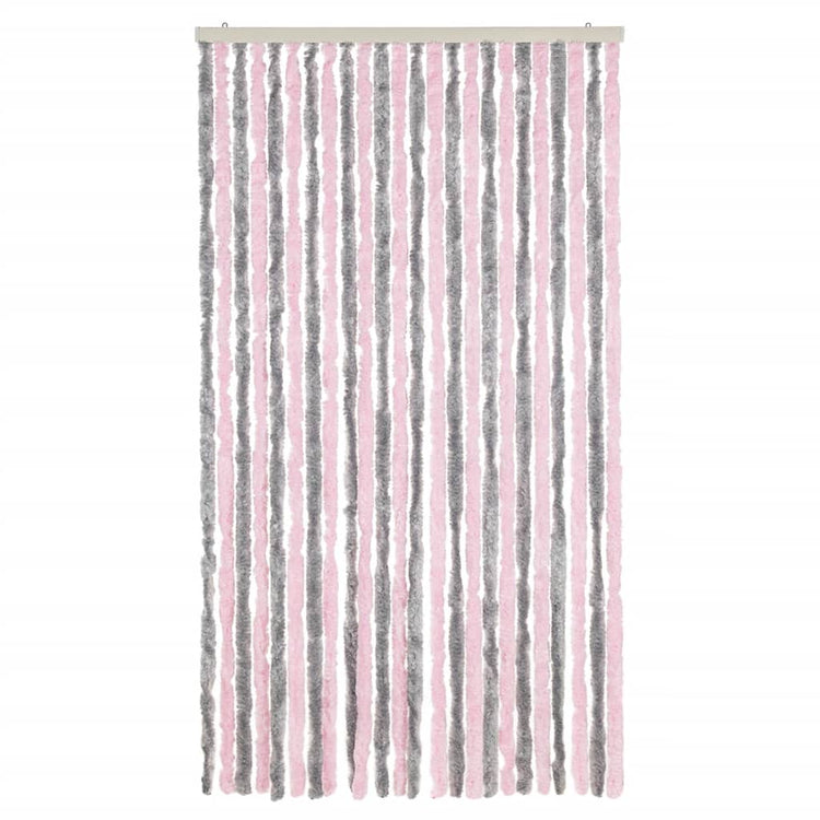 Vidaxl Fly Vorhang 100x230 cm Chenille Silbergrau und Rosa