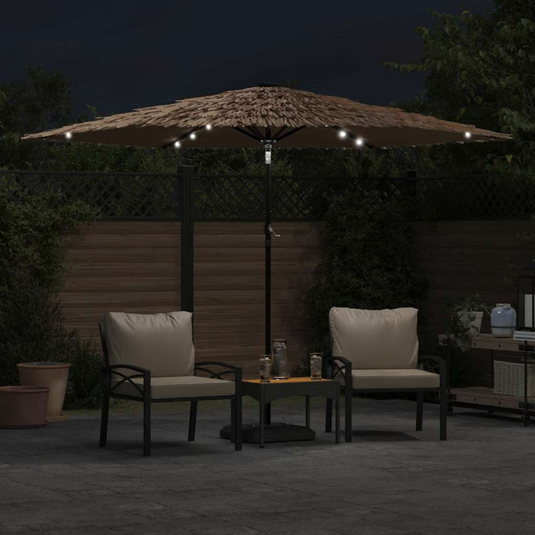 Vidaxl -Parasol mit LEDs und Stahlpol 288x288x225 cm Braun