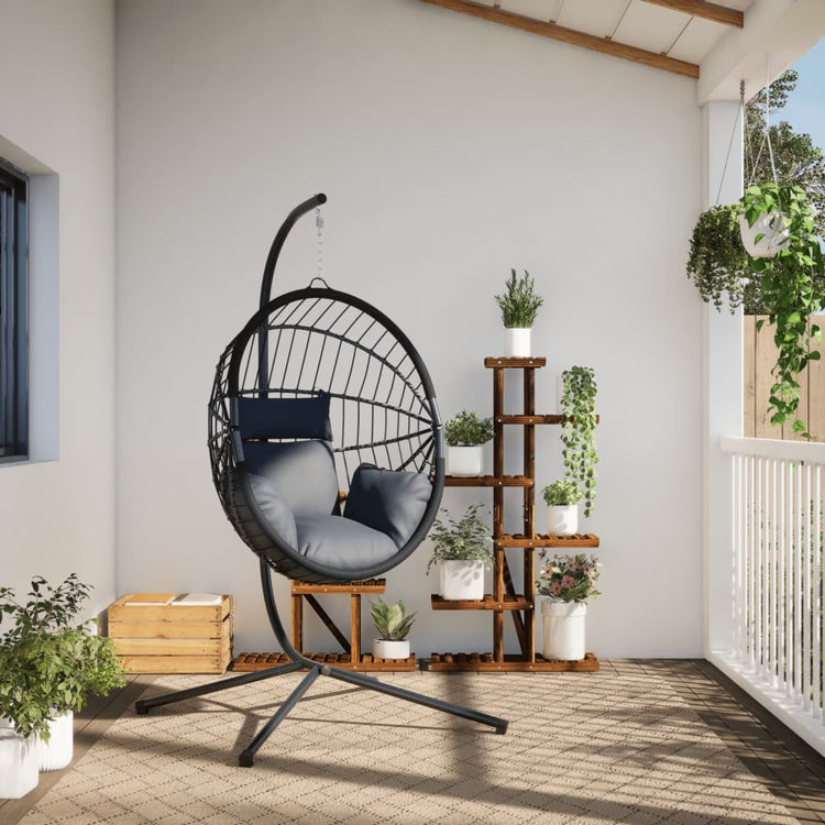 Vidaxl Hanging Chair mit Standard Rattan und Stahlhellgrau
