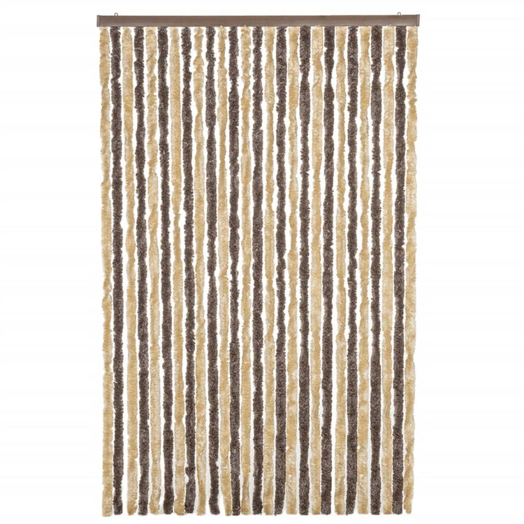 Vidaxl Fly Vorhang 118x220 cm Chenille dunkelbraun und beige