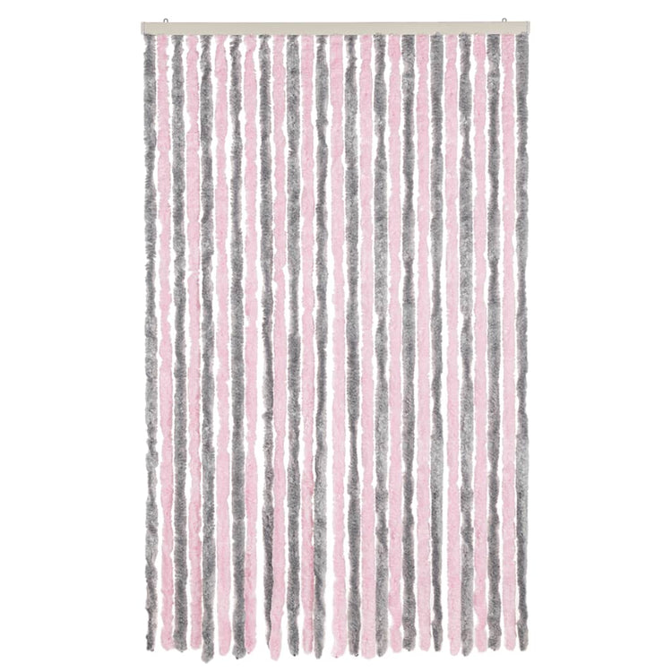Vidaxl Fly Vorhang 118x220 cm Chenille Silbergrau und Rosa