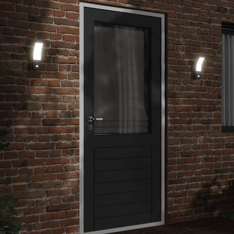 Vidaxl Outdoor -Wandlampen 2 ST LED mit Sensoren Aluminium Schwarz gegossen