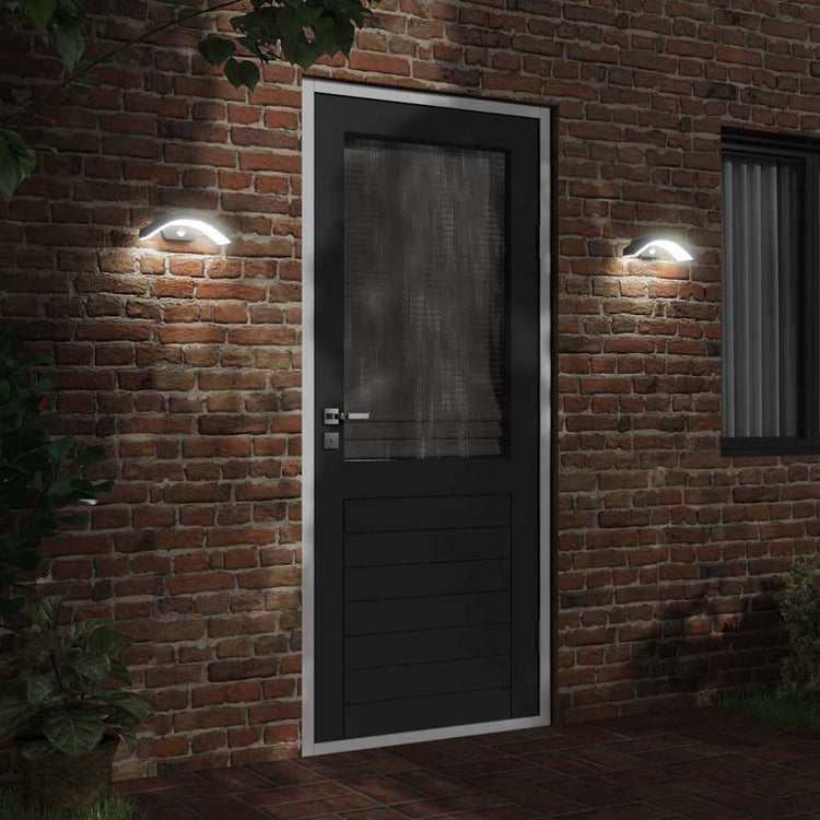 Vidaxl Outdoor -Wandlampen 2 ST LED mit Sensoren Aluminium Schwarz gegossen